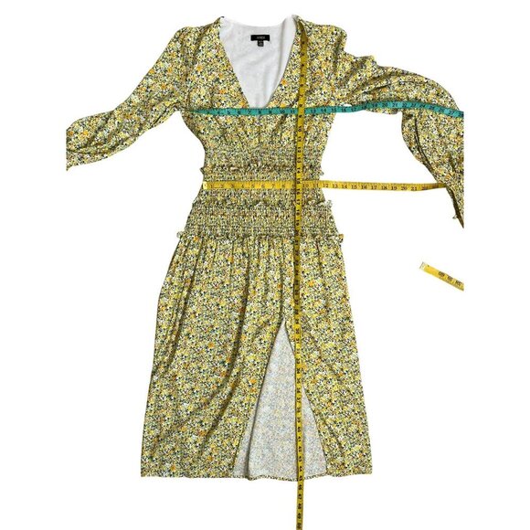AFRM Yellow Floral Smocked Midi Dress XS | Long Sleeve | Boho | Anthropologie - Picture 9 of 11